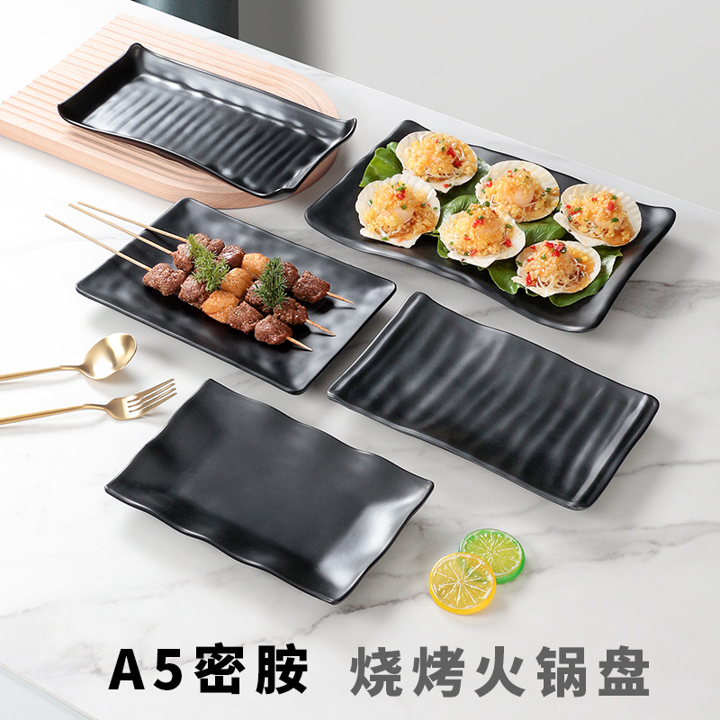 Vajilla de melamina Placa de porcelana de imitación olla caliente tienda de barbacoa plato especial plato de plástico comercial plato frío pinchos fritos Placa de barbacoa