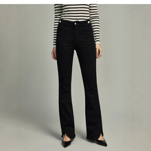 新款美式百搭喇叭牛仔裤黑色高腰显瘦绑带设计感时尚休闲女装长裤