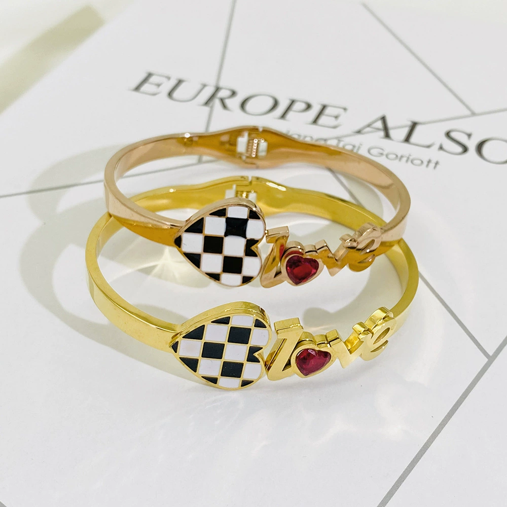 Золотистые женские браслеты из нержавеющей стали, украшения для возлюбленной, аксессуар, украшение кристаллами, розовое золото, оптом