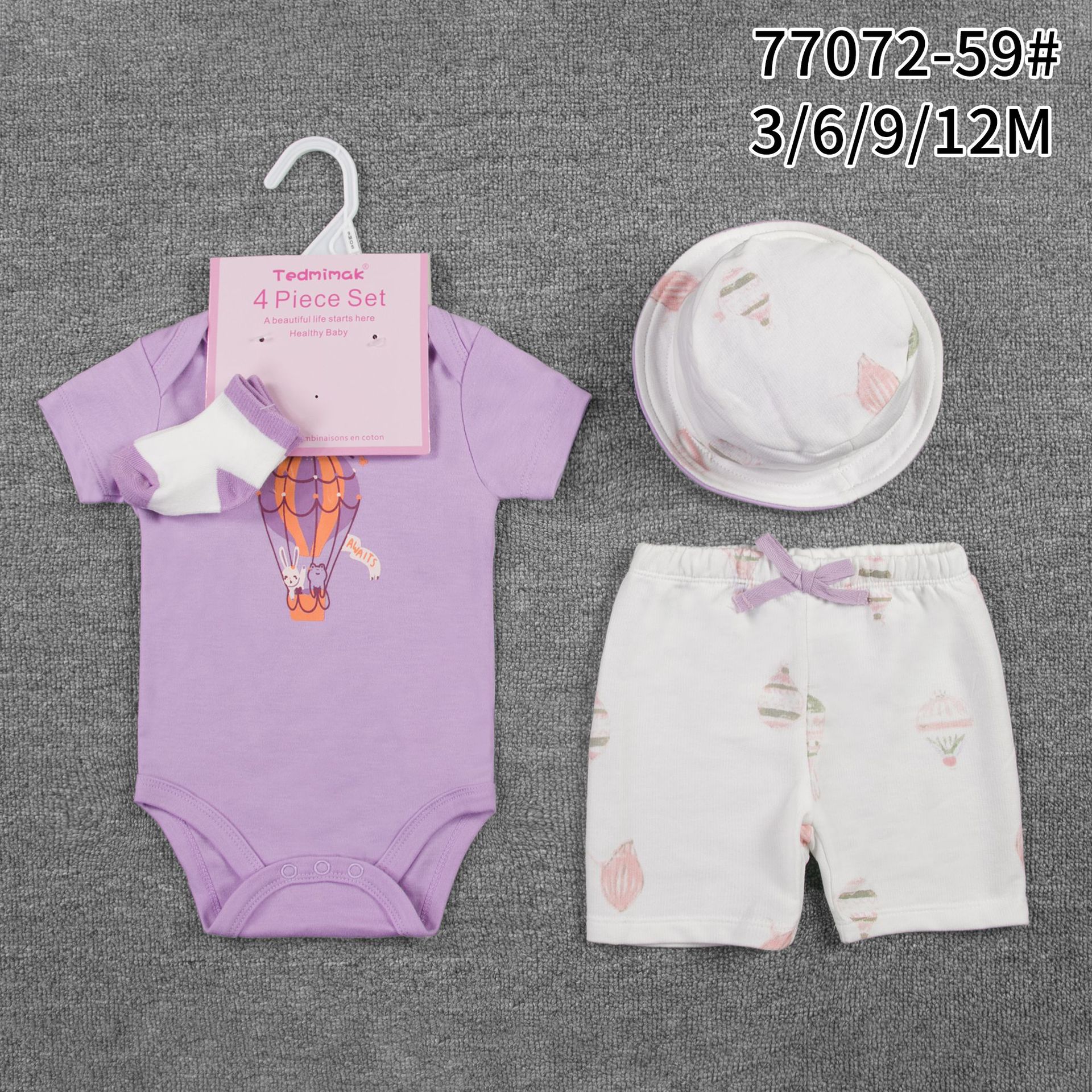Comercio exterior chaleco de bebé de verano para hombres y mujeres con tres piezas con sombrero, ropa de trepa, ropa de bebé de verano delgada