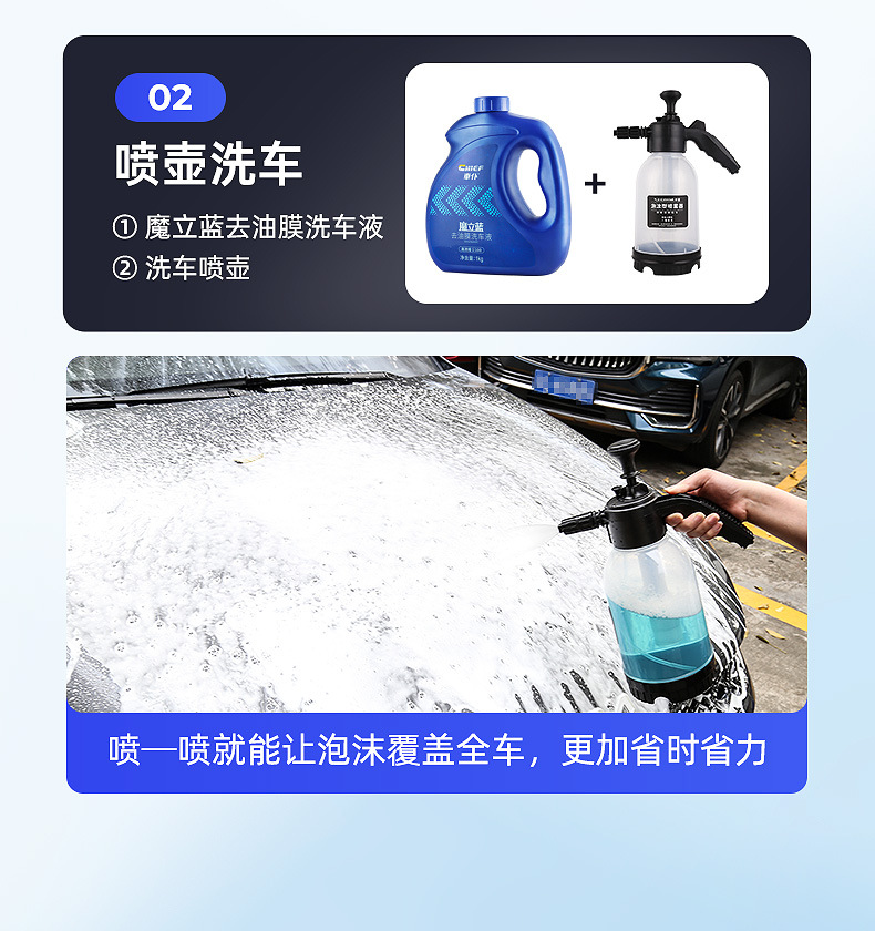 Car Cleaner Magic Blue Oil Film Remover Multi-Function High Foam Cleaner Powerful Car Stain Removal Cleaning Agent Universal