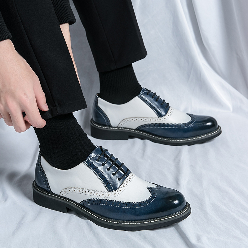 Cross-border gran bloque tallado zapatos de cuero 2024 nuevos zapatos de negocios de hombre bloque zapatos de boda personales británicos