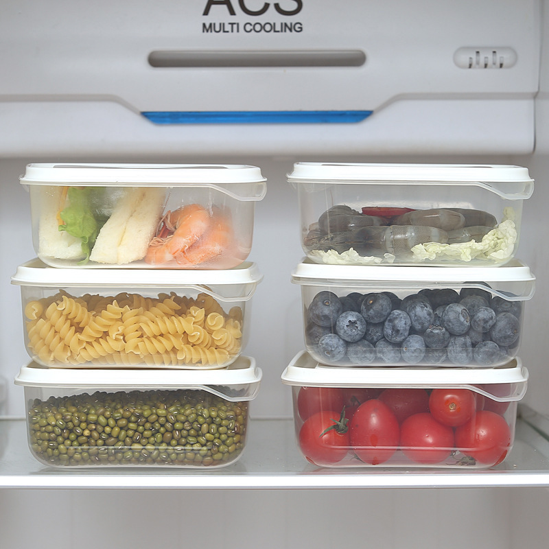 Caja de almacenamiento de alimentos de cocina de seis piezas para refrigerador simple y transparente