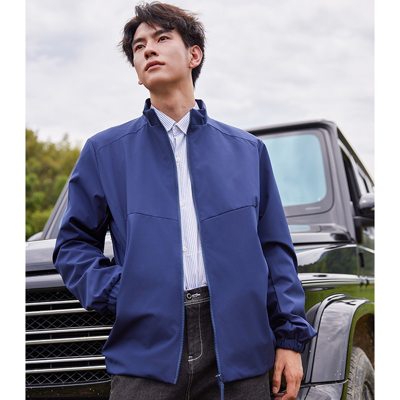 A prueba de viento, impermeable, antiestático, chaqueta con cremallera YKK, chaqueta ejecutiva de negocios de otoño de hombre, log personalizado de alto nivel
