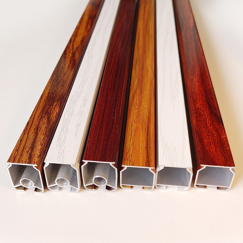 Aluminum Alloy Support Rod Bead Curtain Door Curtain Installation Track No Punching Two Ends Support Disassembly Traceless Imitation Wood Grain