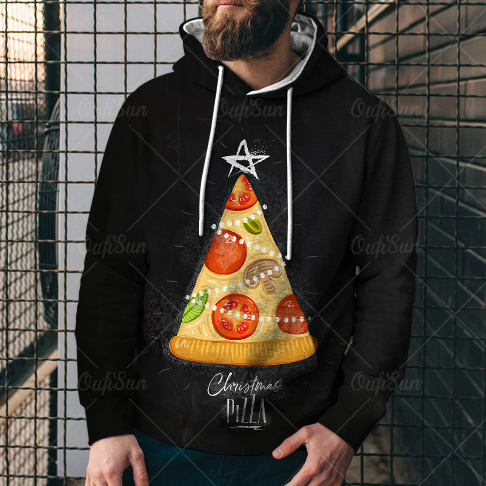 Burger Guardia europea y americana Tendencia 3D Verano Harbin Moda Deportes Pizza Estilo Imprenta Gorro de comida para hombre con suéter
