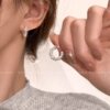 14#Broken silver small c ring-ear needle style