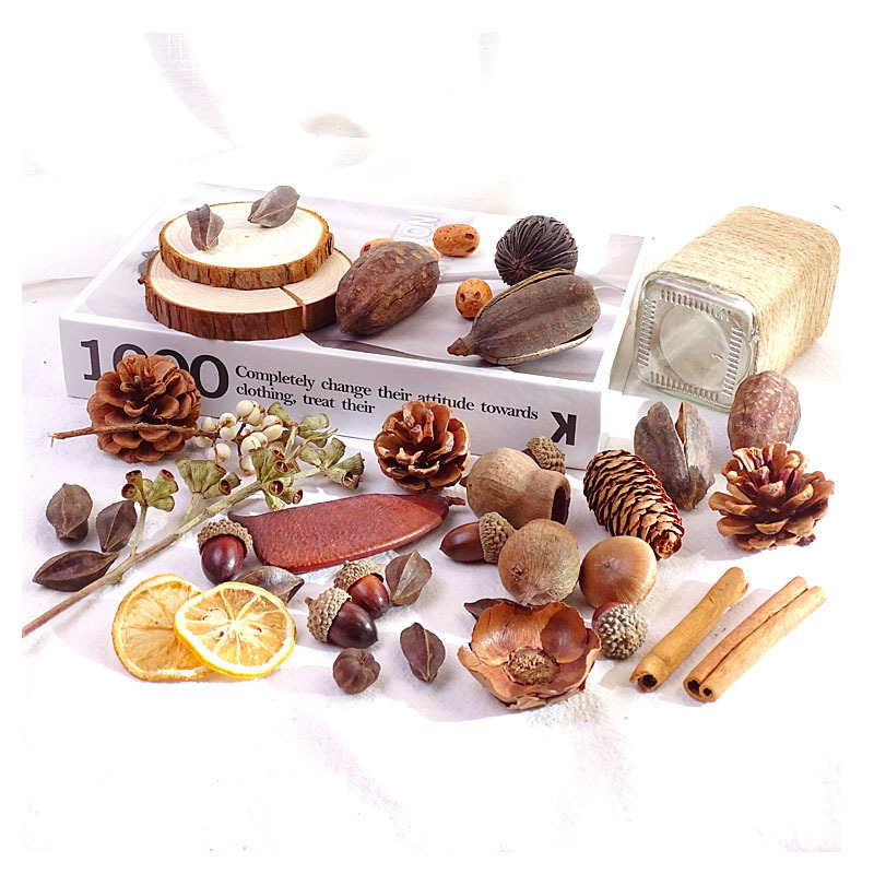 Kindergarten Handmade Natural Pine Cone Acorn Thousand Grain Fruit Material Decoration Dried Flower Christmas DIY Fruit