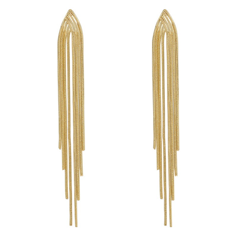 Corea del Sur elegantes pendientes personalizados pendientes exagerados europeos y americanos Pendientes de borla largos de cadena de metal geométricos de moda para mujeres