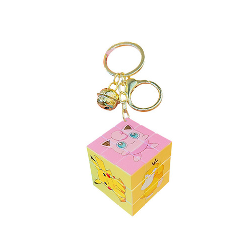 Wholesale Cartoon Cube Doll Child Schoolbag Charms Creative Keychain Cute Backpack Decorations Accessory Keychain