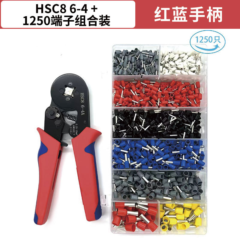 Juego de alicates de crimpado genuinos 6-4A, bloque de terminales tubular HSC8, alicates de crimpado multifuncionales de prensado en frío especiales para electricistas