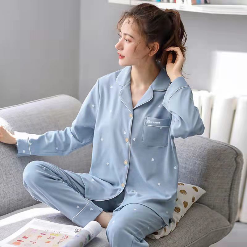 Pijamas de algodón de doble cara Chaqueta de manga larga de primavera y otoño para mujer más el tamaño de ropa exterior de algodón para el hogar traje de invierno