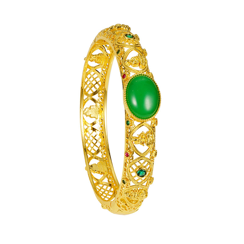 Antiguo oro vietnamita pulsera hueca de jade de oro de arena mujer estilo palacio estilo retrógrado temperamento rico Yiwu accesorios al por mayor