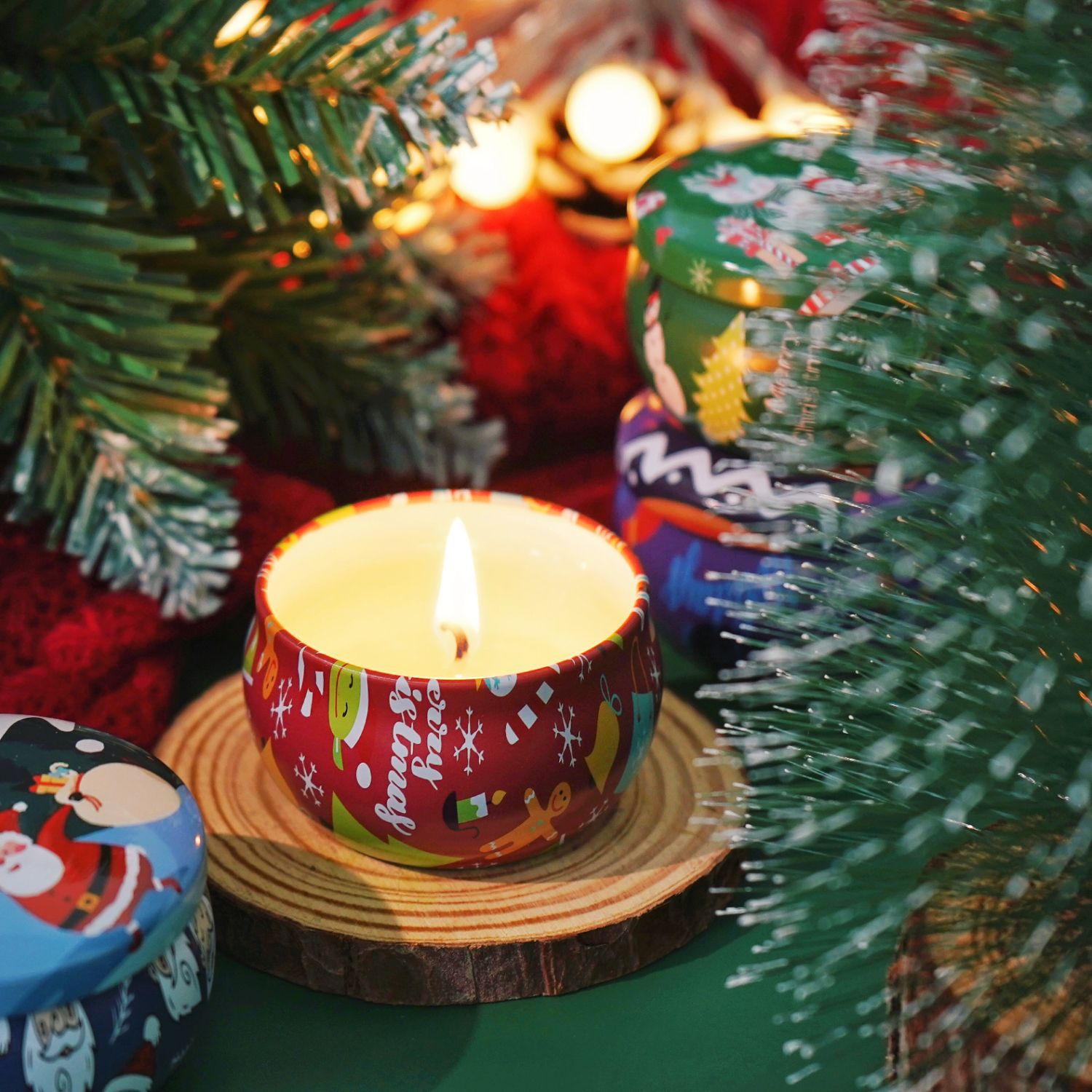 Navidad caja de regalo de vela de banano set romántico no humo perfume adornos regalo de mano vela doméstica de Navidad al por mayor
