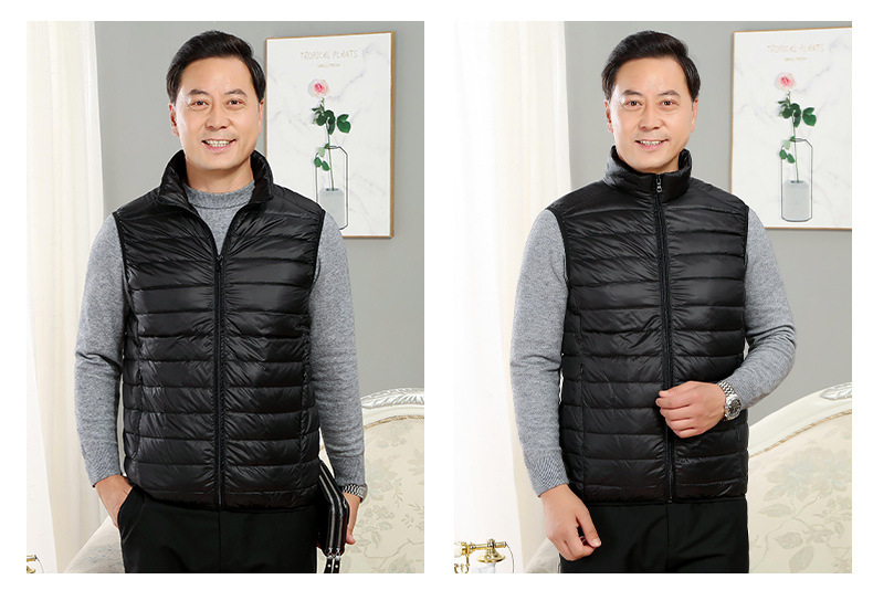 Middle-aged and elderly new winter down jacket men's vest stand collar waistcoat light white down vest men's top clothes_voghion.com
