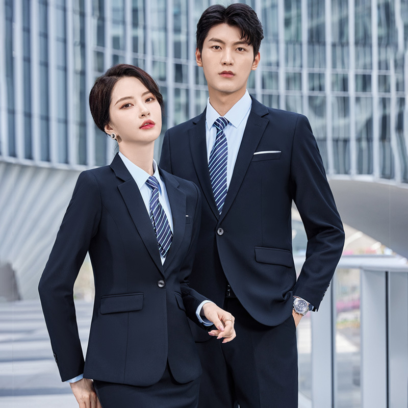 Men's and Women's Same Professional Suit Civil Servant Interview Formal Suit Bank Work Suit One Button Handsome Suit Groom Best Man Dress