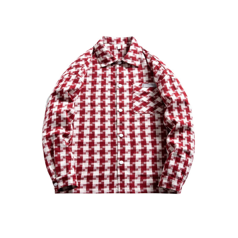 Hong Kong estilo retro camisa a cuadros chaqueta hombre primavera y otoño marca de moda alta sensación abrigo casual 23116