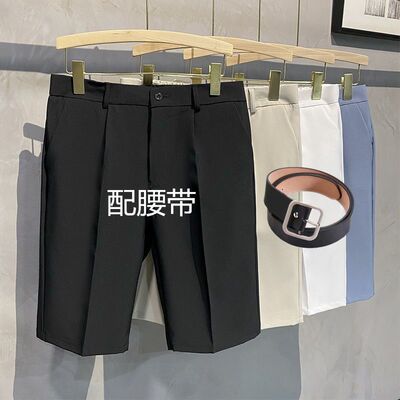 summer Thin section Five point pants Trend fashion Self cultivation Suit pants man Short trousers Solid Versatile leisure time shorts