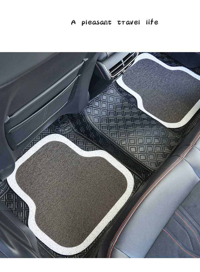 New car foot mat simple wire ring white edge car non-slip wear-resistant anti-dirty mat car seat Universal foot mat