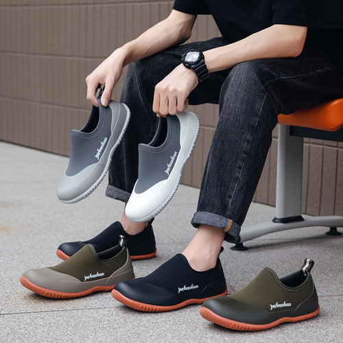 New style rain boots, short shaft, men's adult waterproof shoes, rain boots, non-slip and wear-resistant rubber shoes, kitchen water boots 25253