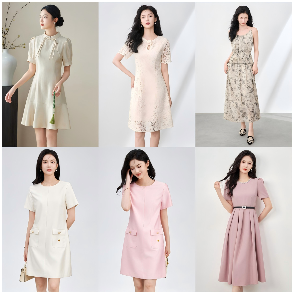 Đầm suông nữ midi mùa hè tay ngắn — 2423305 - Màu mơ