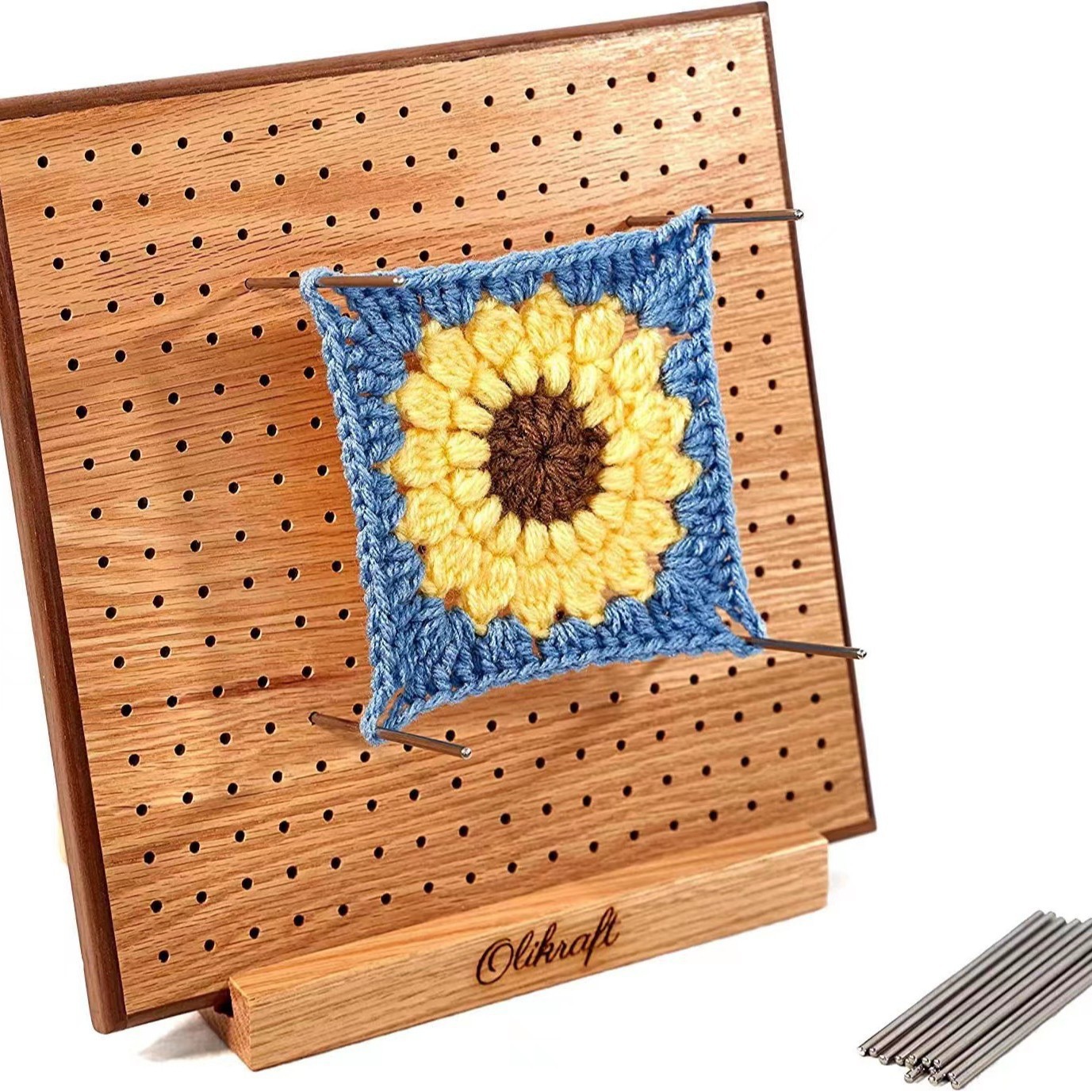 Tablero de lana de tablero de bloqueo de bloques de madera maciza cuadrado abuela rejilla de flores formador