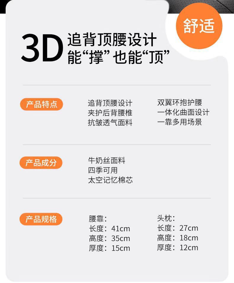 Foreign Trade Unbranded Car Lumbar Support with Logo Printing, Driver's Headrest, Lumbar Backrest, Office Lumbar Cushion, Wholesale