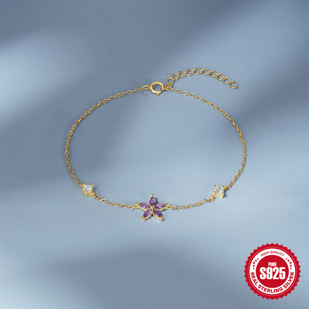 S925 plata de ley estrella de cinco puntas con incrustaciones de circón pulsera de uso diario temperamento japonés y coreano personalidad joyería de alta gama de nicho