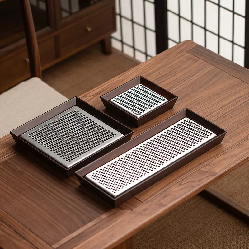 日式壶承茶盘小型干泡胡桃木茶具家用盘茶台中式储水茶沥水托盘轻
