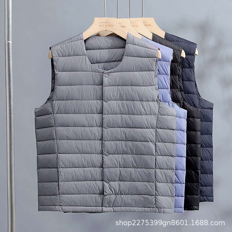 2024 Autumn/Winter New Men's V-Neck Lightweight Vest, Thin down Jacket Liner, Large Size Trendy Coat 2024 Autumn/Winter New Men's V-Neck Lightweight Vest, Thin down Jacket Liner, Large Size Trendy Coat