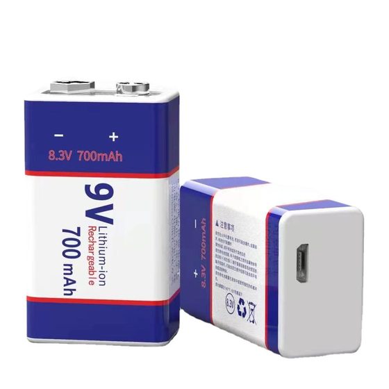 Cross-border 9VUSB rechargeable battery 1 9V 700mah battery smoke alarm multimeter square battery block