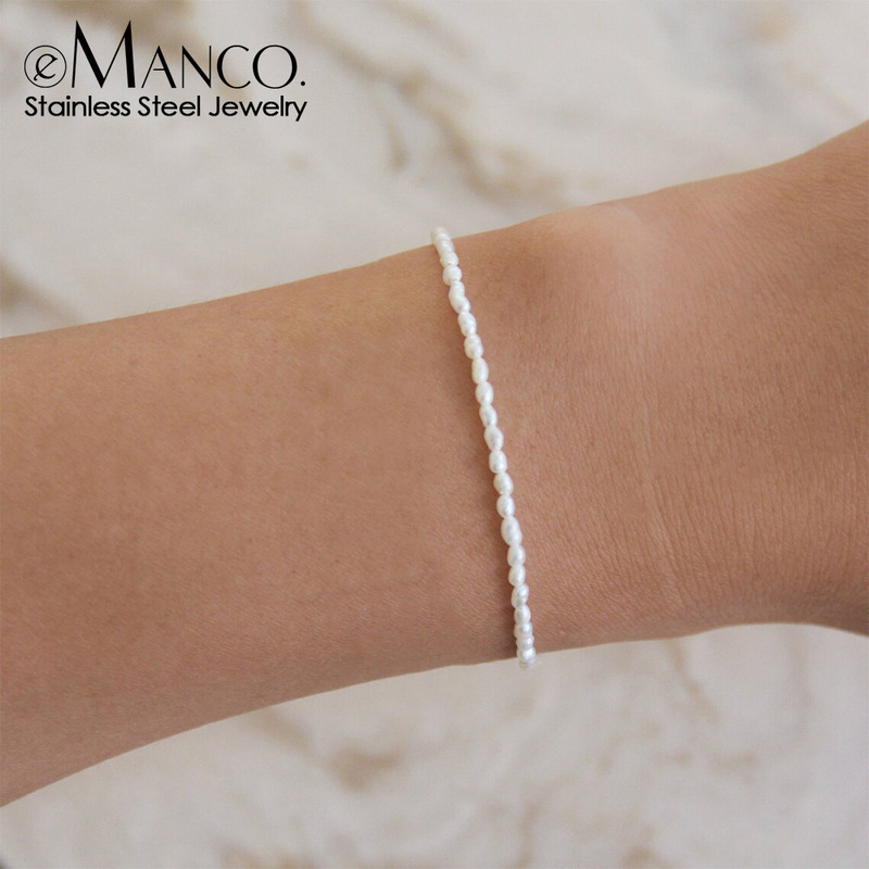 eManco ins style pearl bracelet women's niche temperament beaded bracelet titanium steel jewelry jewelry wholesale