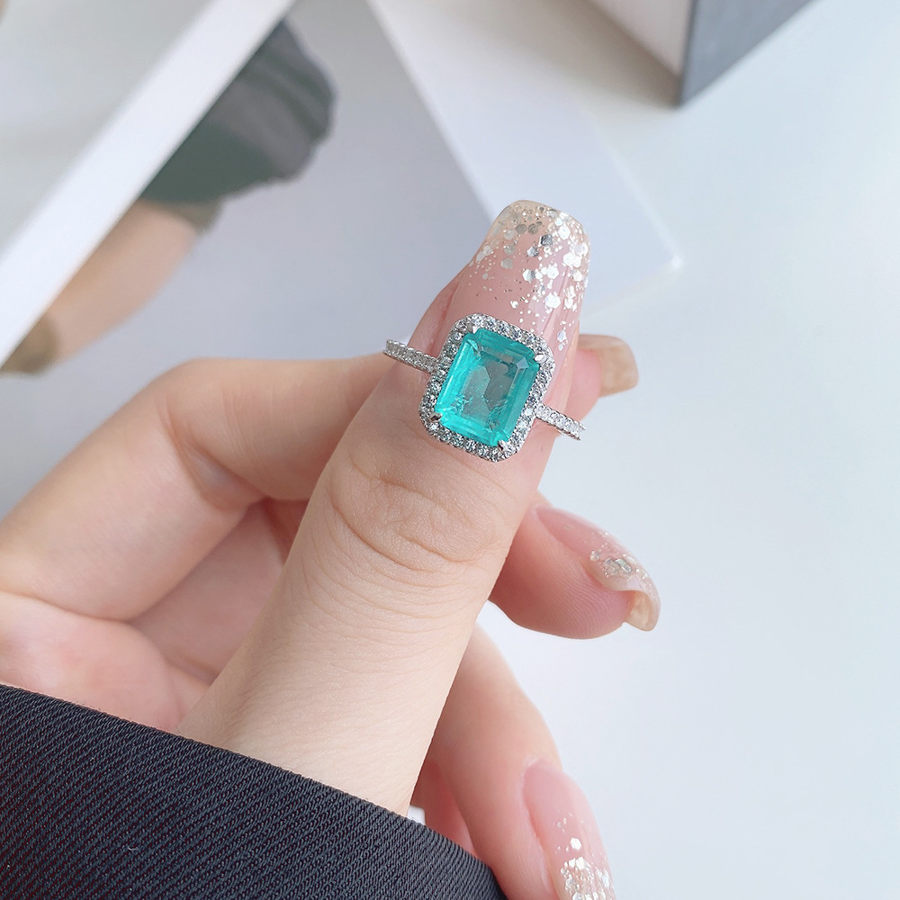 Fashion Geometric Sterling Silver Inlay Zircon Rings 1 Piece