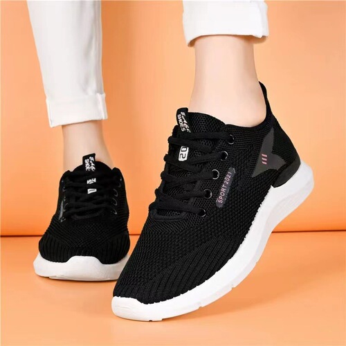  Spring and Summer New White Sneakers Women's Lightweight Soft Sole Running Shoes Student Lace-Up Casual Shoes