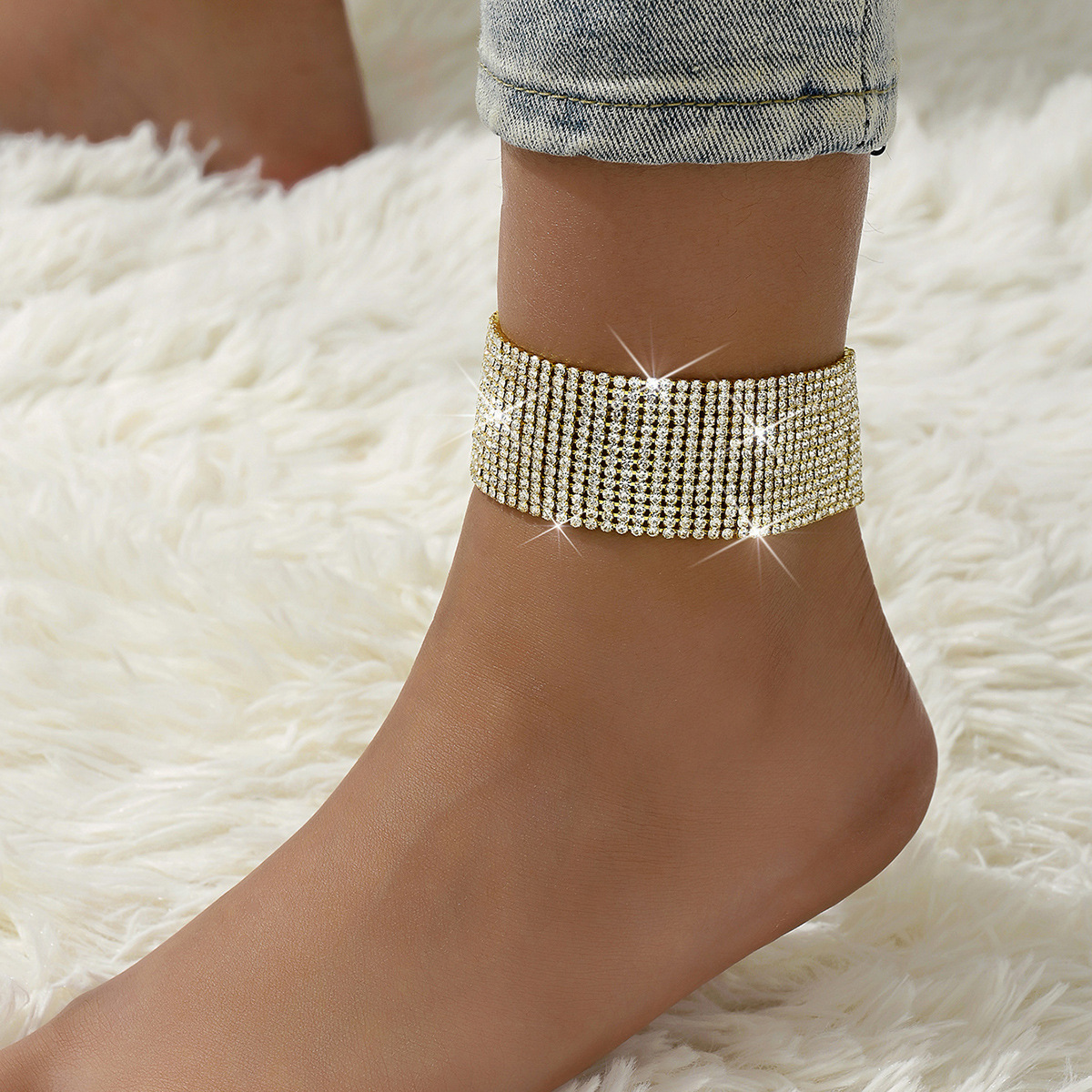 Joyas transfronterizas europeas y estadounidenses estilo nacional de moda microdiamantes con dedos de pie adornados temperamento universal conjunto de cadenas de tobillas mujeres