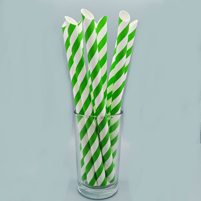 12mm gran diámetro colorido rayas puntiagudas boca papel paja desechable degradable durable perla leche té paja
