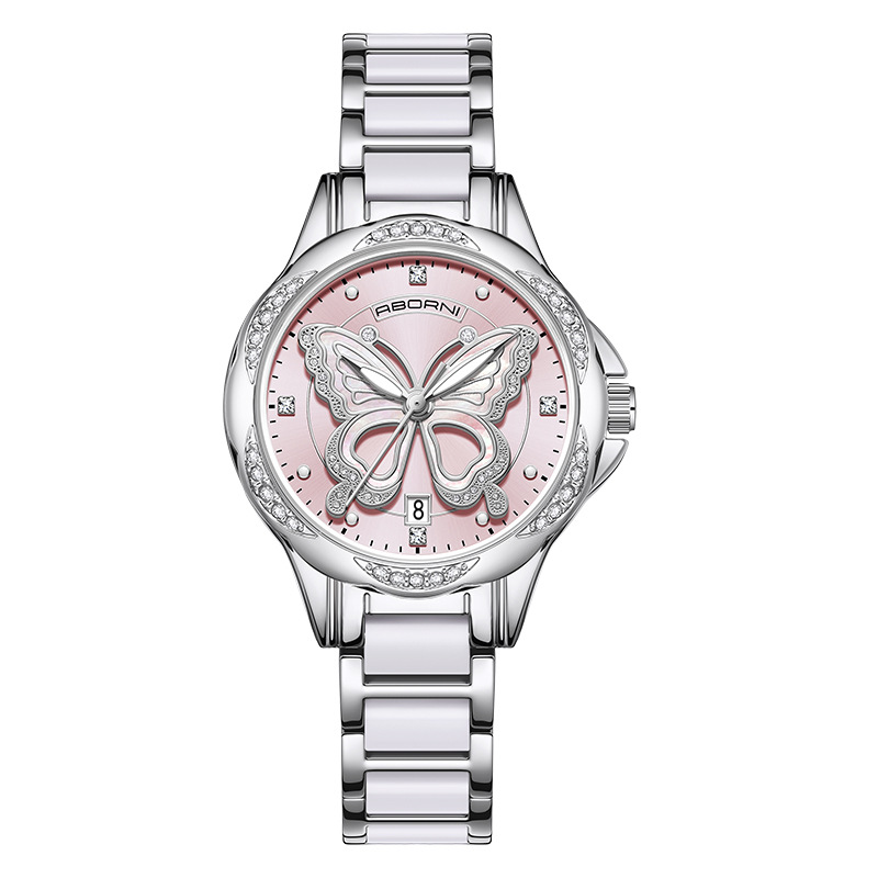 Women's Watch Light Luxury Diamond Large Butterfly Watch Versatile Valentine's Day Gift Watch Waterproof Calendar Quartz Women's Watch