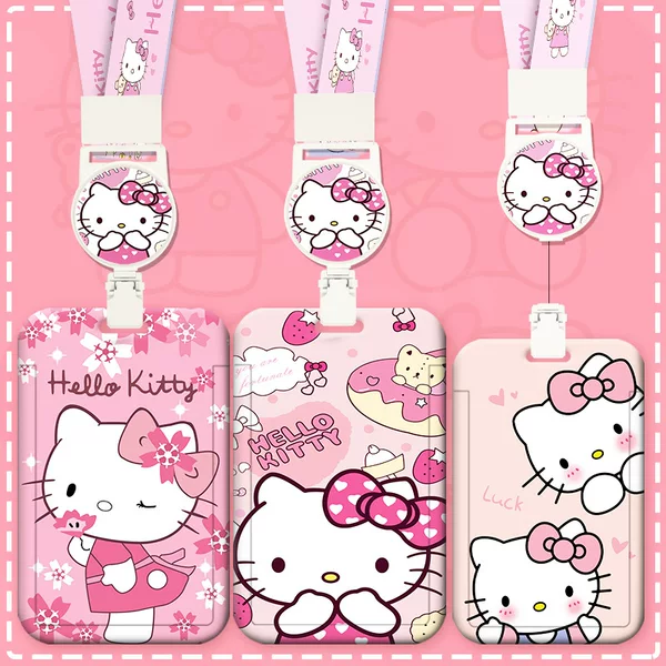 Bus and Subway Employee Id Card Hello Kitty Student Card Retractable Lanyard Neck Strap Bus Meal Card Holder