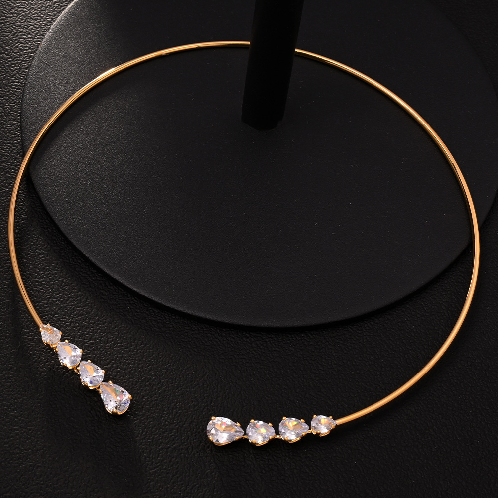 Amazon Hot Gote Zircon Collar Collar Accesorios de baile Collar de apertura de metal