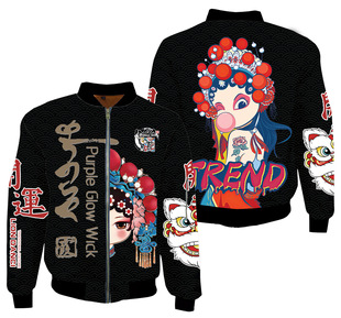 Spring and Autumn Cross-border New National Fashion 3d Digital Cotton Jacket Street Youth Handsome Cool Aviator Jacket