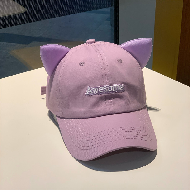 Cappellino da baseball donna con orecchie di gatto ricamate_voghion.com