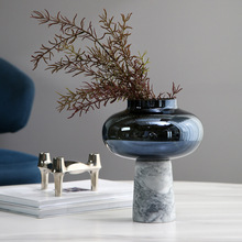 现代简约轻奢陶瓷大理石花瓶花器摆件样板房间茶几餐厅软装工艺品