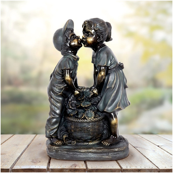Amazon Cross-Border Resin Park Statues of Boys and Girls, Small Ornaments, American-Style Figurines, Handmade, Cute and Exquisite