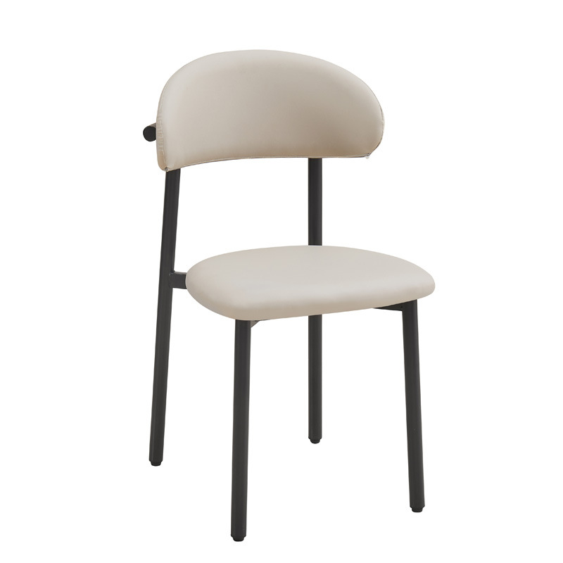 Silla de comedor de lujo ligero, cojín de cuero para el hogar, silla de ocio, silla de recepción de hotel, silla de banquete comercial, silla de comedor