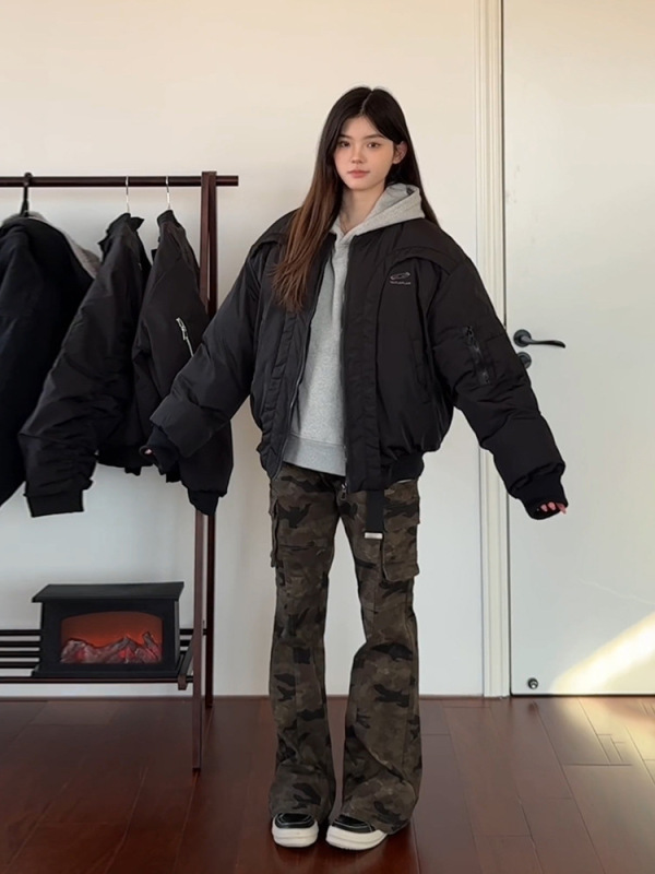 美式解构弧形飞行棉服男女夹克boxy宽松保暖棉衣外套男款炸街上衣|undefined