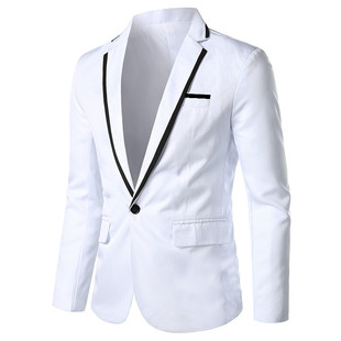 Foreign Trade Casual Suit Jacket 2024 Cross-Border Long-Sleeved Slim Pure Color Simple Loose Splicing Suit Men's Small Suit