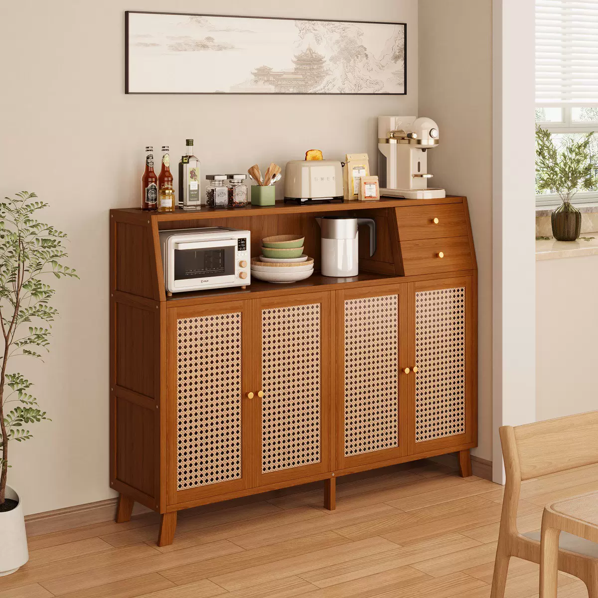 厨房餐边柜客厅靠墙一体柜置物柜落地橱柜咖啡收纳架茶水柜储物柜