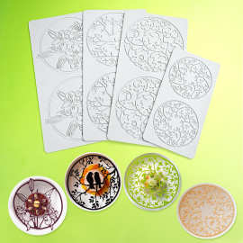 圆形纹路叶环花藤翻糖蕾丝垫 花鸟花朵脆片冷菜摆盘装饰硅胶模具