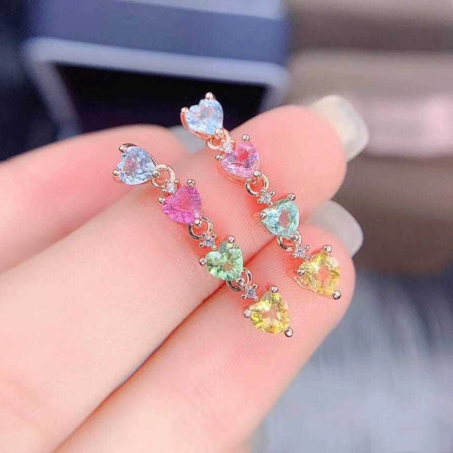 Серьги из турмалина сердце, аксессуар, простой и элегантный дизайн