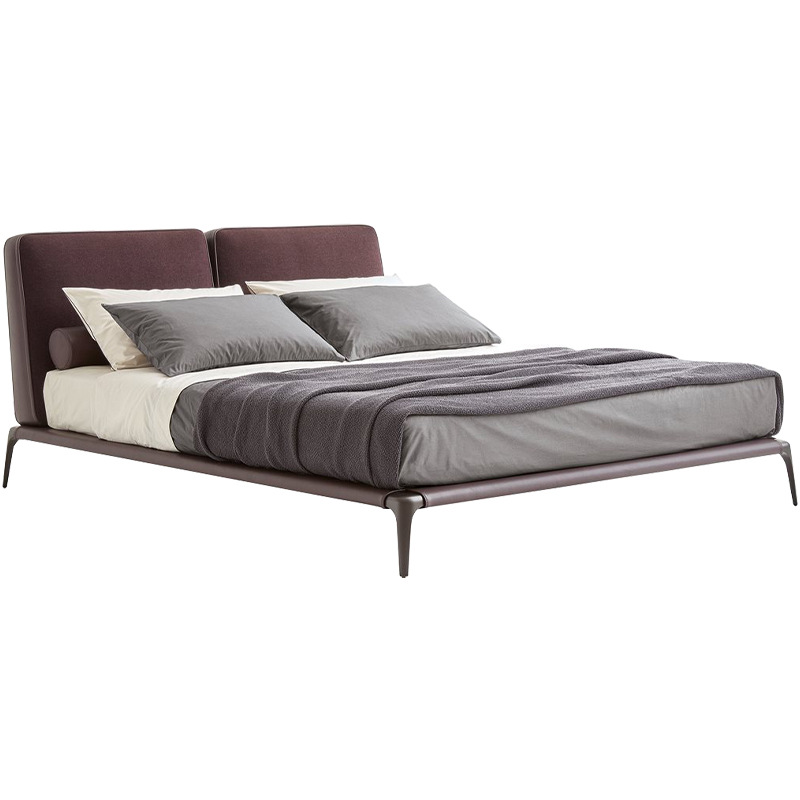Xi Cheng Italian Genuine Leather Bed, Modern Minimalist Soft-Fabric Light Luxury Master Bedroom Double Bed, Nordic Style Small-Size Wedding Bed for Couples